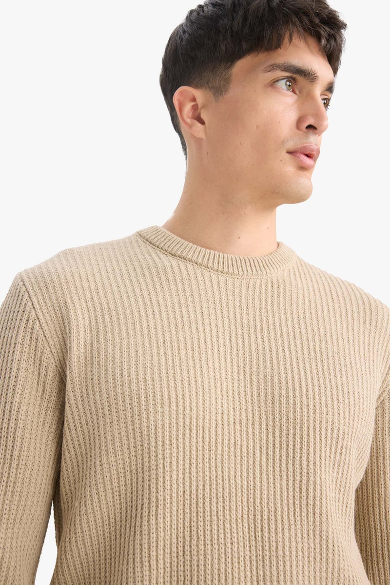 DeFacto Beige Man Standard Fit Crew Neck Knitwear Pullover Casual - Image 5